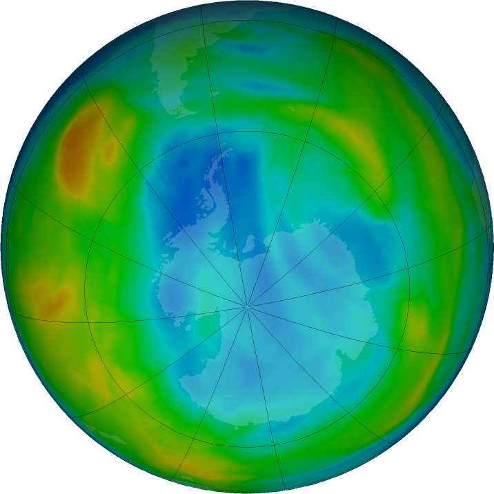 Antarctic ozone map for 26 July 2016